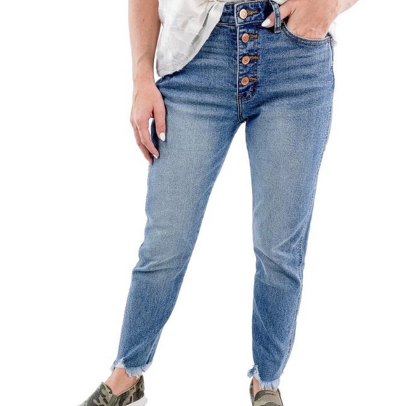 NWT KANCAN BUTTON FLY BLUE JEANS - Picture 1 of 3